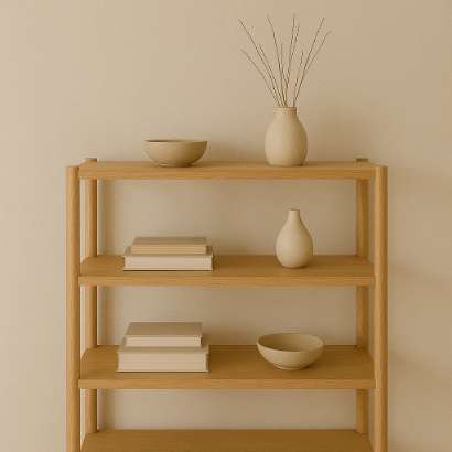 Open shelving with a few carefully chosen objects